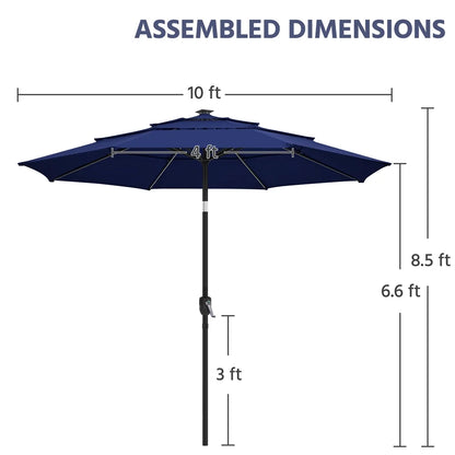 Renwick 10 Ft Outdoor Patio Parasol with Color-Changing LED Strip, Tan