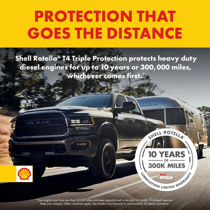 Shell Rotella T4 Triple Protection 15W-40 Diesel Motor Oil, 5 Gallon Pail