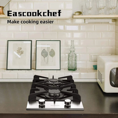 Gas Cooktop 12 inch Eascookchef Bulit-in Gas Stove Top 2 Burners NG/LPG Convertible Dual Burners