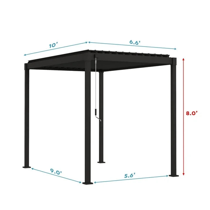 Mirador 10'x 10' Outdoor Pergola, 80S Steel Frame w/ Adjustable Louvers Roof for Garden, Patio, Backyard, Dark Gray
