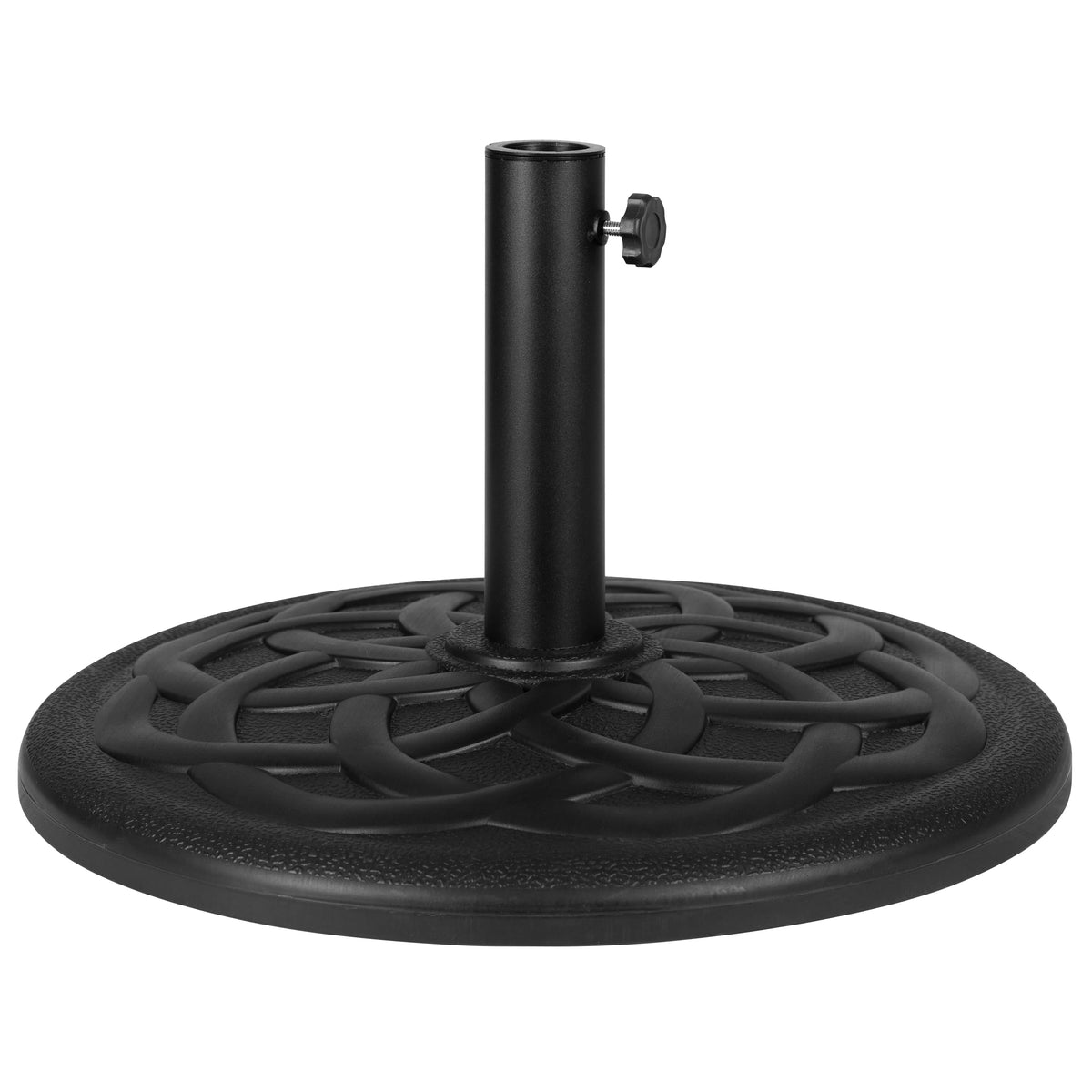 Merrick Lane Patio Umbrella with Base - 9' Tan Polyester Patio Umbrella - 30+ UV Protection - Waterproof Black Cement Base with 1.5" Diameter Aluminum Pole