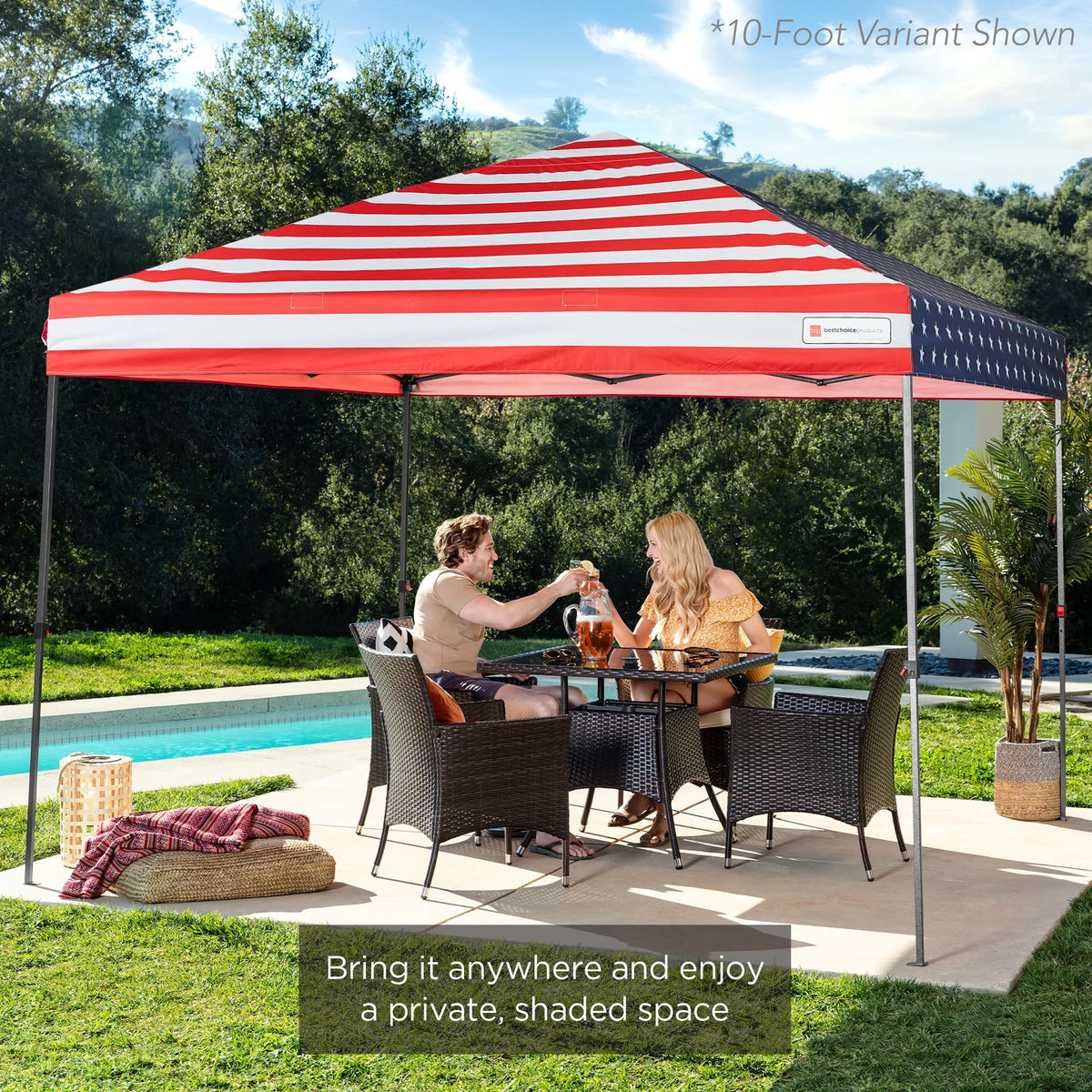 Best Choice Products 12x12ft Easy Setup Pop Up Canopy w/ 1-Button Setup, Wheeled Case, 4 Weight Bags - Navy Blue