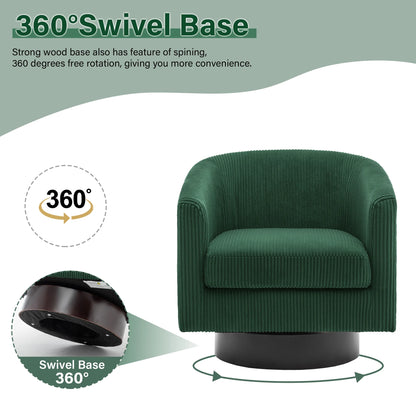 UIXE Swivel Accent Chair, Upholstered Fabric Barrel Chair for Living Room, Small Single Sofa Bedroom Reading Seat, Light Gray