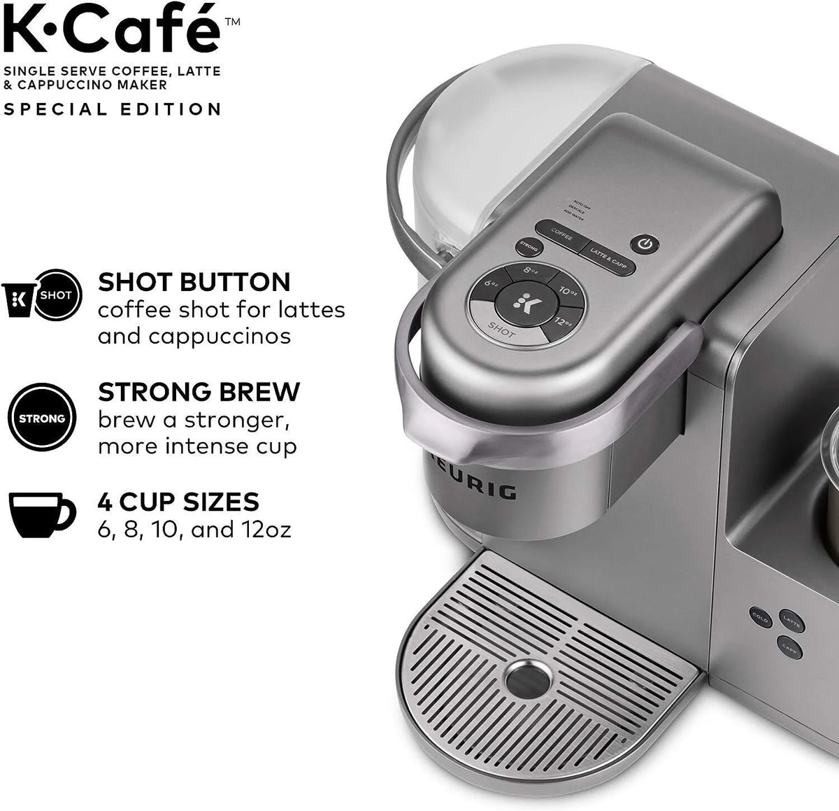 Keurig K-Cafe Special Edition Single-Serve Programmable Energy Efficient Button Controls K-Cup Pod Coffee, Latte, and Cappuccino Maker (Nickel)