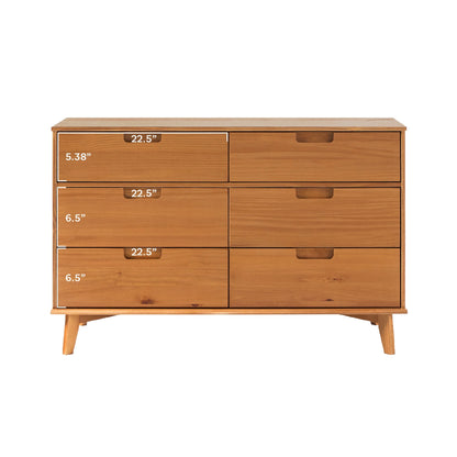 Walker Edison Sonoma 6-Drawer Solid Wood Caramel Dresser