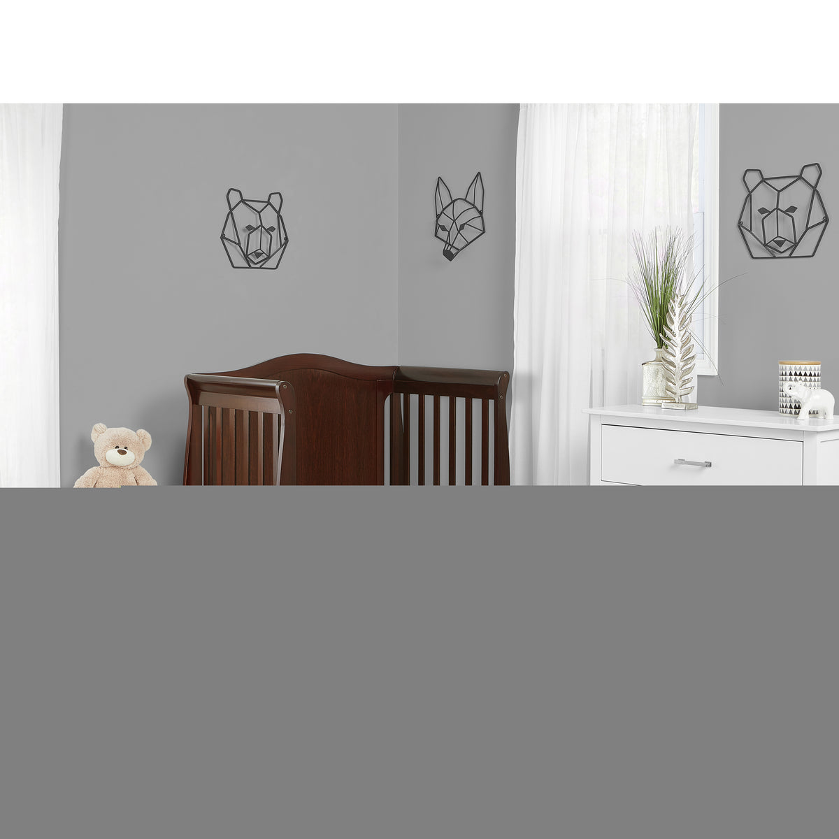 Dream On Me Naples Full Panel 4-in-1 Convertible Mini Crib. Espresso