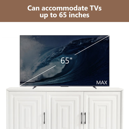 Euroco Modern TV Stand with Adjustable Shelves & Solid Wood Legs �C Media Console Cabinet with Storage for Living Room or Bedroom