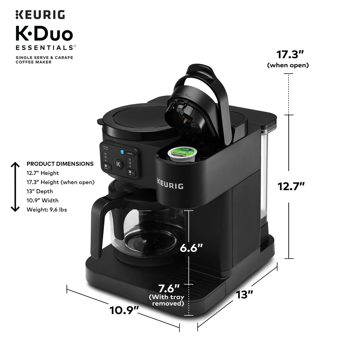 Keurig K-Duo Essentials, Hot & Iced Single-Serve K-Cup Pod Coffee Maker & Carafe,  Moonlight Grey