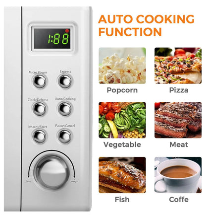 Small Microwave, 0.7Cu.ft 700 Watt Countertop Microwave with 5 Micro Power Defrost & Auto Cooking Function, Stainless Steel Interior, LED Display, Microwave for Kitchen, RV, Dorm ?(White)