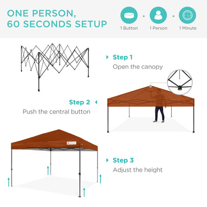 Best Choice Products 12x12ft Easy Setup Pop Up Canopy w/ 1-Button Setup, Wheeled Case, 4 Weight Bags - Navy Blue