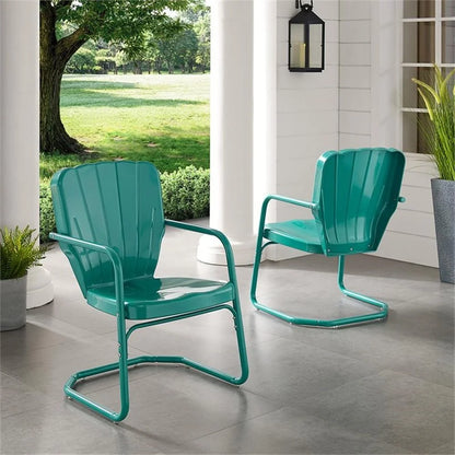Crosley Ridgeland 2Pc Outdoor Metal Armchair Set - 2 Chairs-Color:Bright Red Gloss