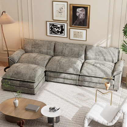 Homall Sectional Sofa 3-seat L-shaped Sofa with reversible toffee chair Movable Footrest Sofa,Gray