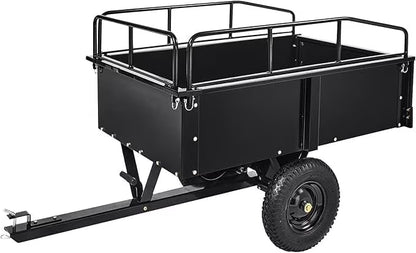 Heavy Duty Steel ATV Trailer,1600 Lbs Dump Cart, 15 Cubic Feet, Removable Sides, for Riding Lawn Mower Tractor