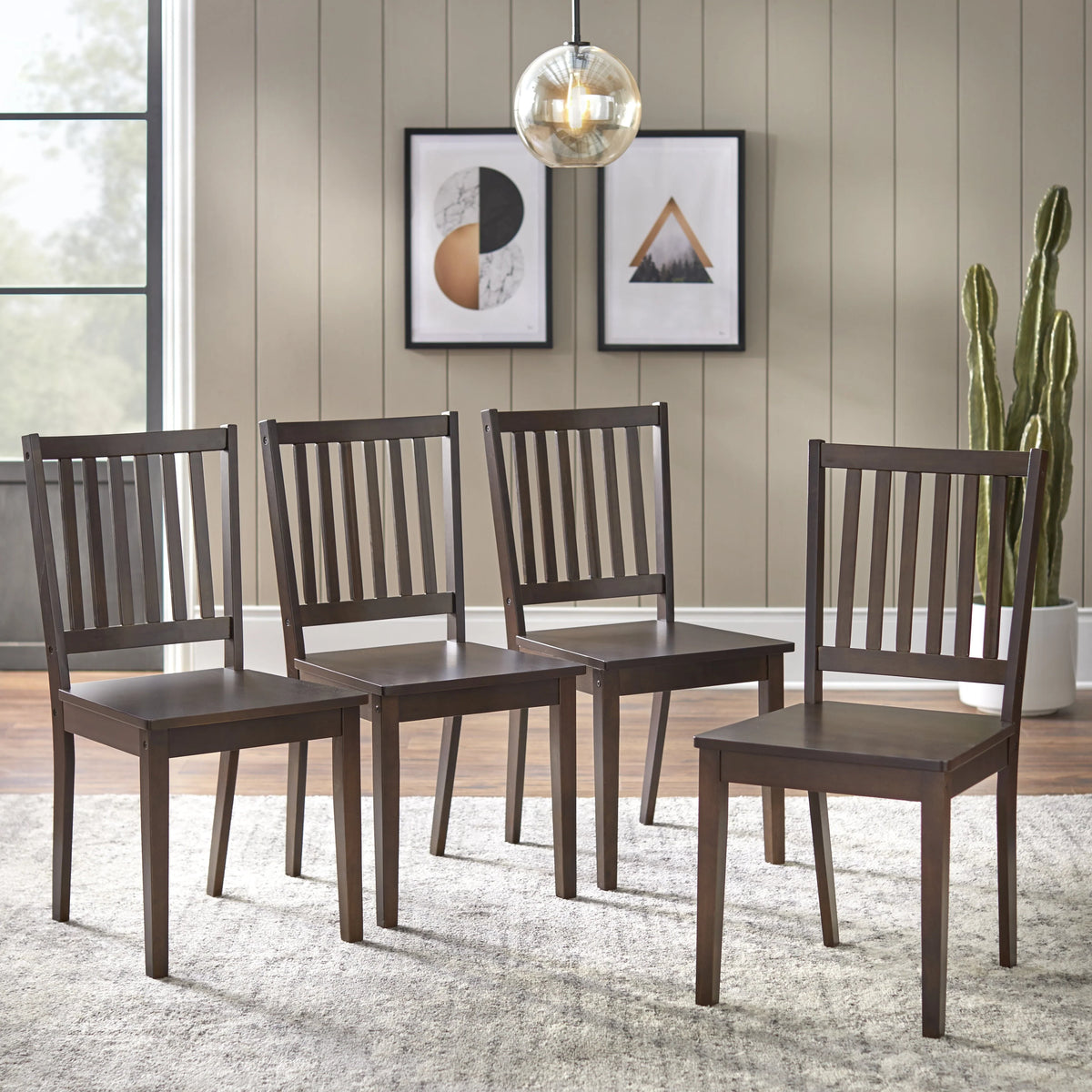 TMS Shaker Dining Chair, Set of 4, Espresso