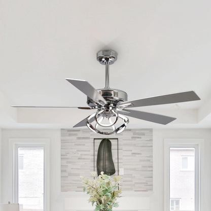 Parrot Uncle 52-Inch Contemporary Chrome Ceiling Fan with Integrated LED Lights and Remote Control