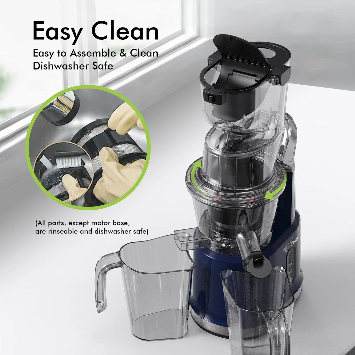 SIFENE 200W Cold Press Juicer Machine for Fruits and Vegetables, Masticating Juice Maker with 83mm Wide Chute, High Yield, Easy Clean, Gray