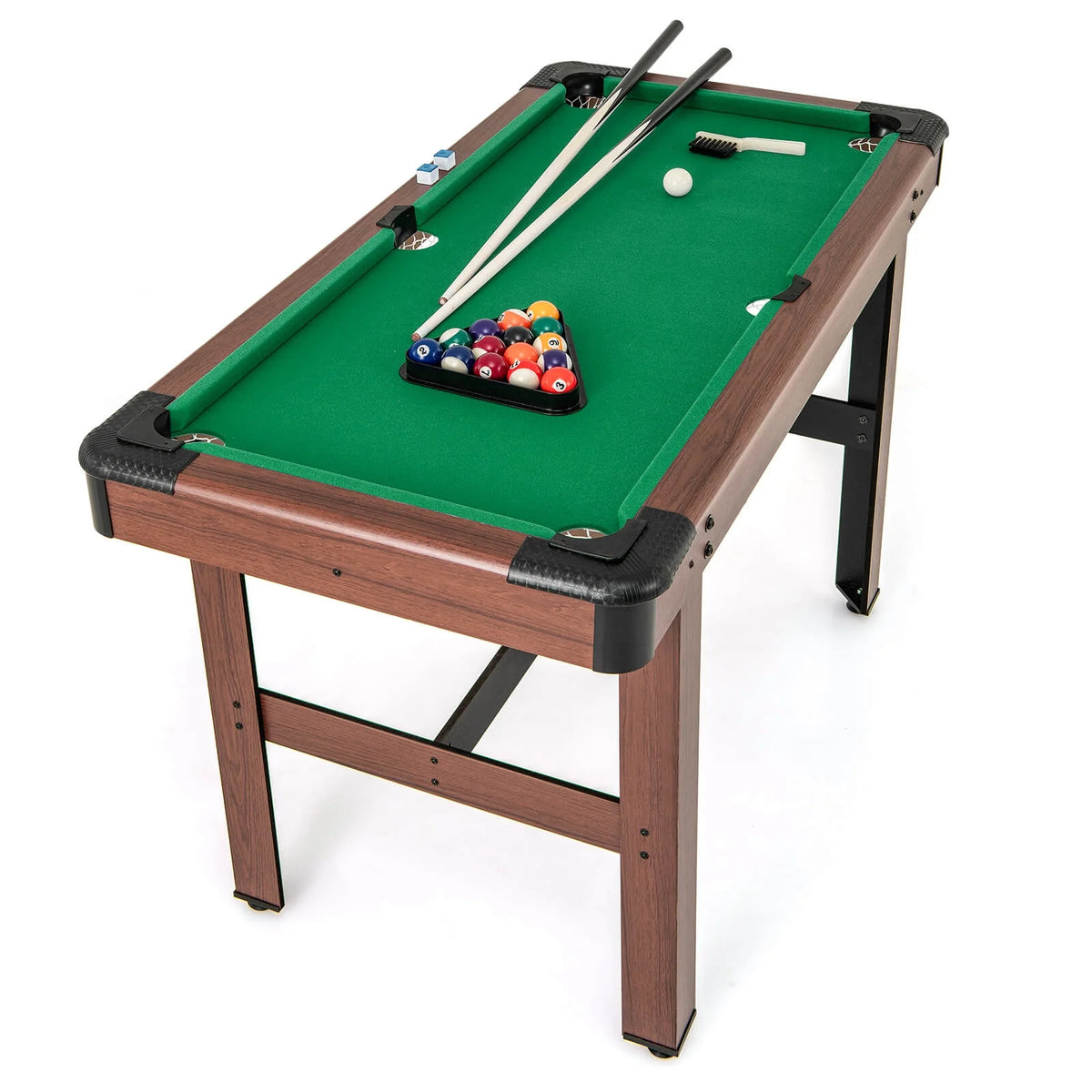 Costway 48" Pool Table for Kids & Adults with Full Set of Balls 2 Cue Sticks 2 Chalks Green