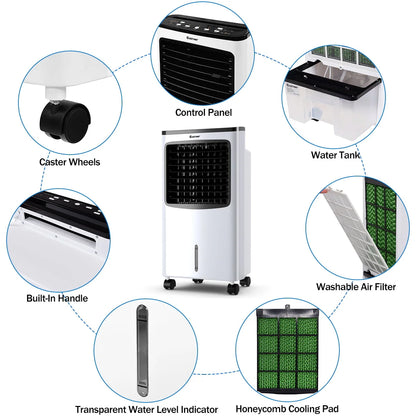 Costway Portable  Cooler Fan Filter Humidify Anion W/ Remote Control