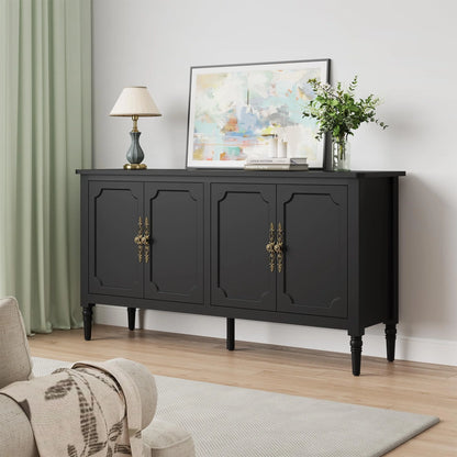 May in Color Console Cabinet, 58'' Wood Sideboard Buffet Cabinet with Storage & 4 Doors, Mid Century Modern Pantry Cabinet for Entryway, Living Room, Bedroom, Dining Room, Green