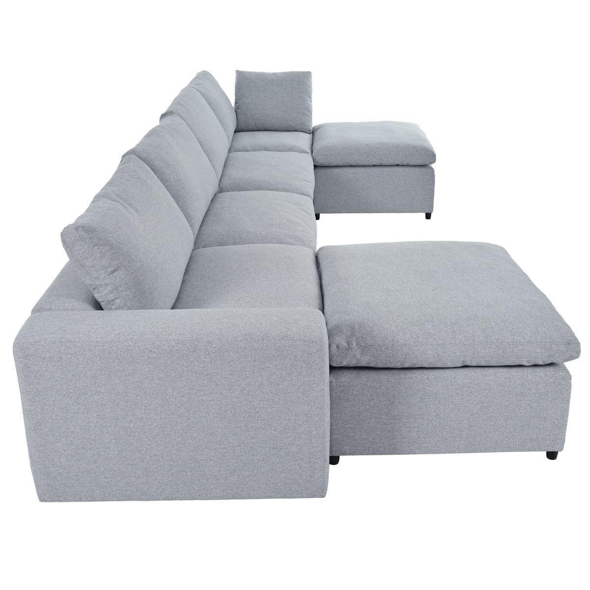 Harper & Bright Designs Convertible Modular Sectional Sofa with 2 Removable Ottomans & Pillows, Large U Shape Cloud Couch with Reversible Chaise for Living Room, Grey