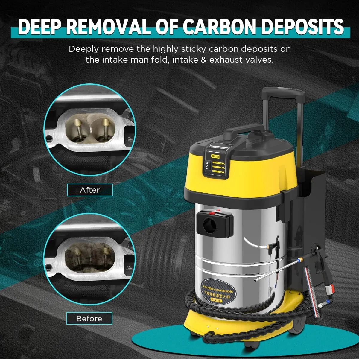 AUTOOL HTS558 Walnut Sand Carbon Deposition Clean Machine Walnut Shell Media Powder Sandblasting Machine Automotive Engine Intake Pipe Valve De-Carbon Cleaning Machine for Rust Grime Paint Removing