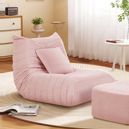VFD Bean Bag Chairs for Adults, Beanbag Chair with Ottoman Lounge Sofa Memory Foam Comfy Reading Chair for Bedroom & Living Room, Lazy Floor Sofa Couch