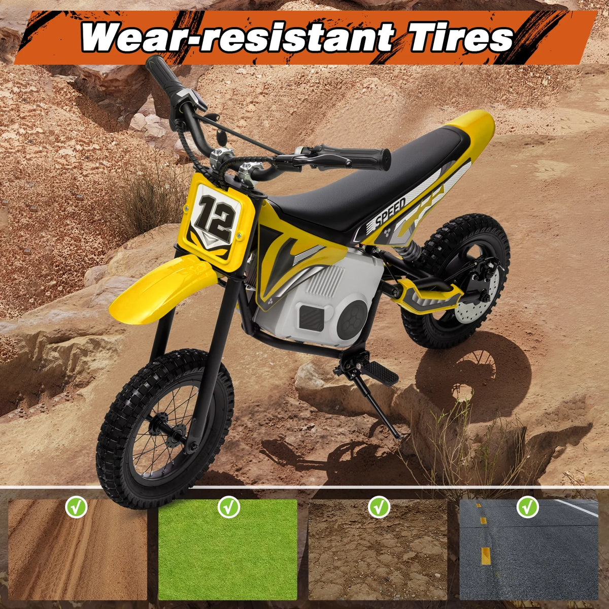 Kerry Yoo C11 36V Electric Dirt Bike for Kids 8-14, 350W Ride on Motorcycle, Electric Motorbike Teens,16 mph, High/Low Speeds-Red
