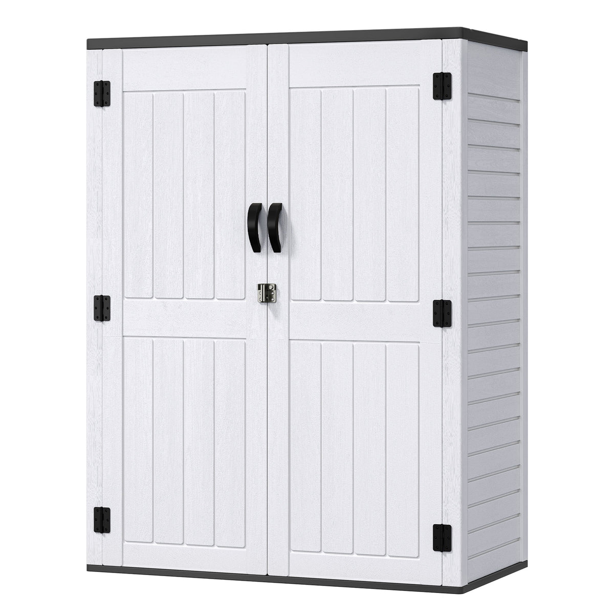 Uforic Outdoor Storage Shed, Vertical Lockable Tool Storage Resin Shed for Garden, Garage, Patio, No Shelves Included, Brown