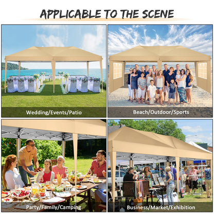SANOPY 10'x10' EZ Pop Up Canopy Tent Outdoor Party Instant Shelter Portable Folding Beach Canopy with 4 Sandbag & Carrying Bag, Black