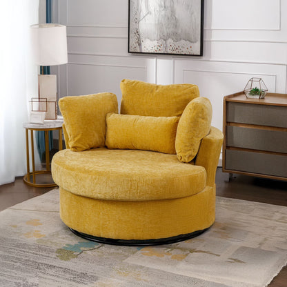 Muumblus Teddy Swivel Accent Barrel Chair, Modern Oversize Sherpa Comfy Round Reading Armchair for Living Room, Ivory