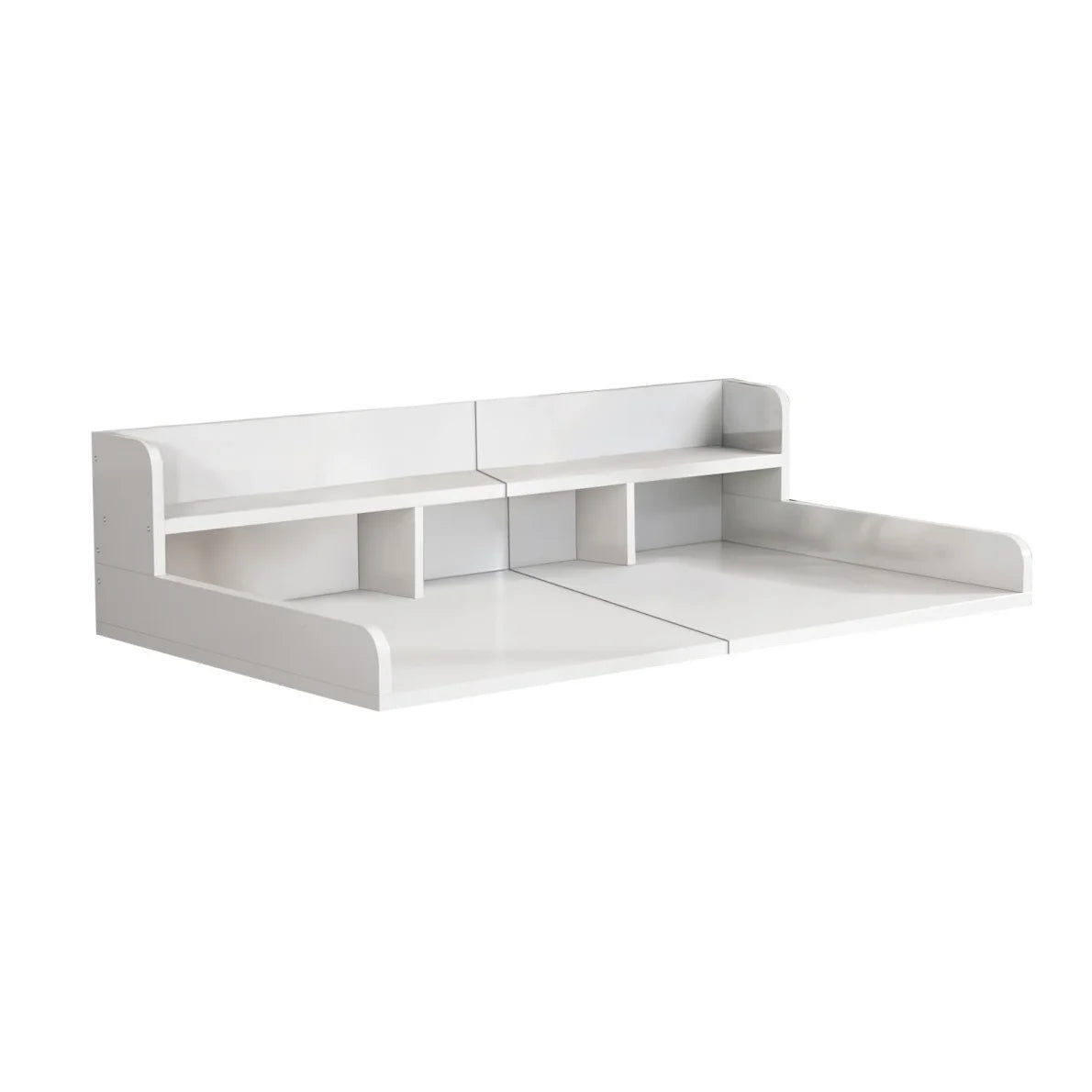 Modern Washer Dryer Countertop with 2-Tier Shelf,Laundry Room Countertop Organization Storage with 2.75" H Guard Edge Rails,Non-Slip Pad,Waterproof and Easy to Clean,54"W x 27.55"D,Natural Wood