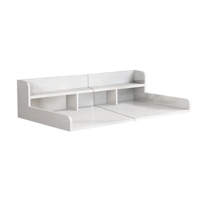 Modern Washer Dryer Countertop with 2-Tier Shelf,Laundry Room Countertop Organization Storage with 2.75" H Guard Edge Rails,Non-Slip Pad,Waterproof and Easy to Clean,54"W x 27.55"D,Natural Wood
