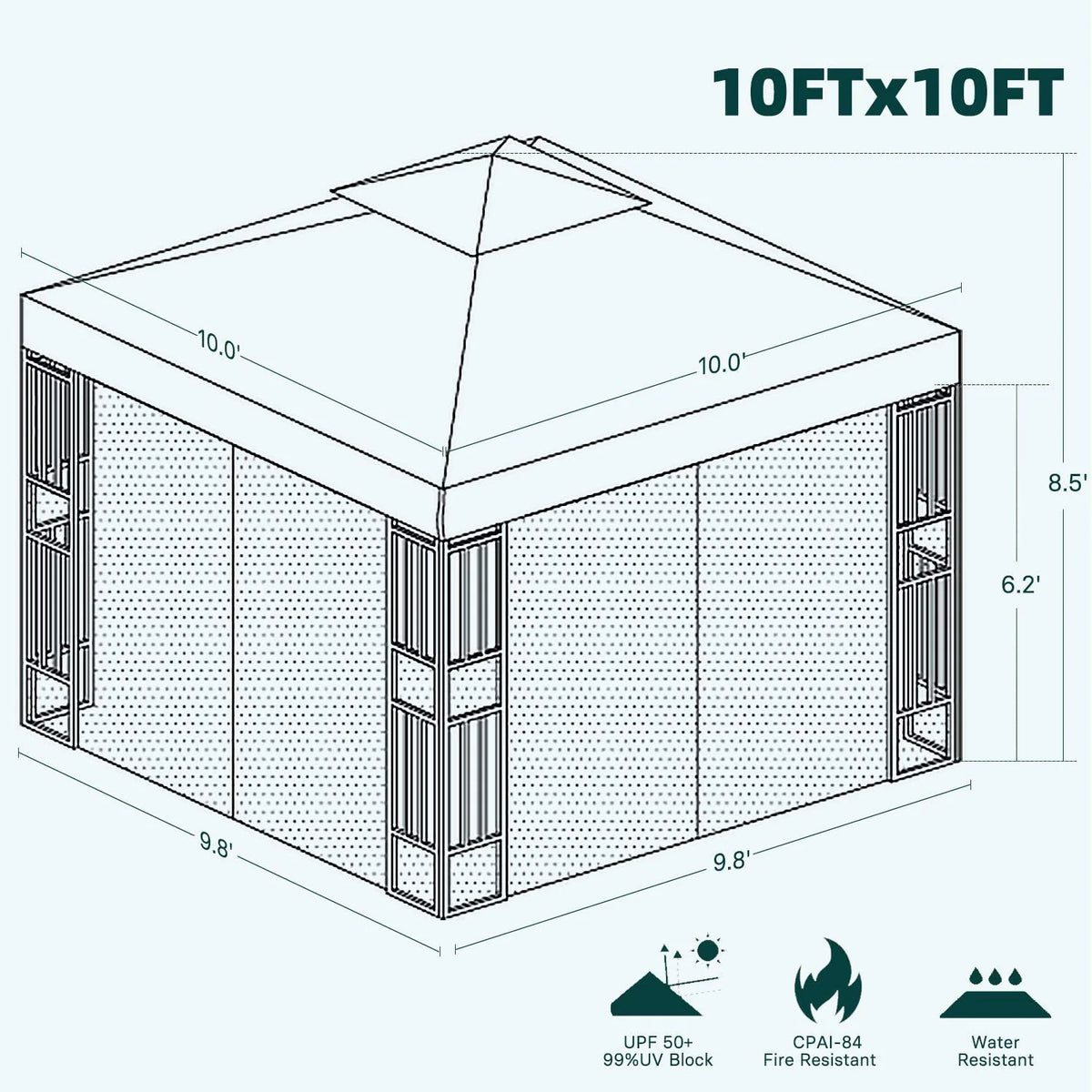 SIMENMAX 10x13 Ft Patio Gazebo,Outdoor Gazebo Canopy with Mosquito Netting and Curtains,Sturdy Soft Top Gazebo