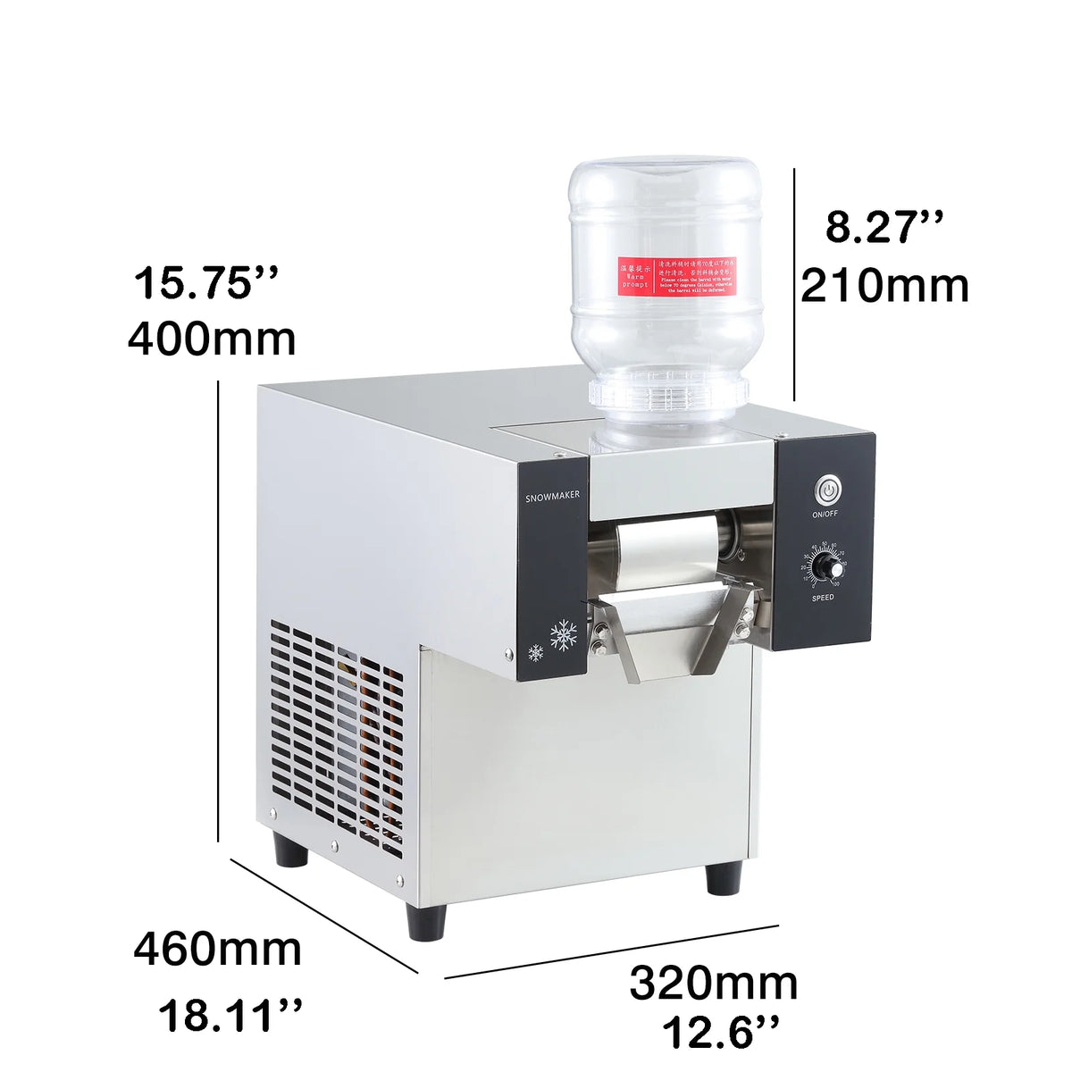 Kolice Commercial Automatically Snowflake Ice Machine,Snow Cone Maker-374lbs/Day, Air Cooling