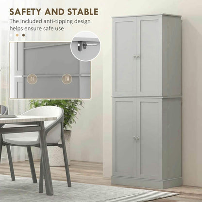 Spaco 17-Tier Kitchen Small Pantry Cabinet with 2 Doors and 6 Adjustable Shelves, Cabinet Pantry, Freestanding 5-Tier Shelving Pantries for Kitchen Storage, Gray