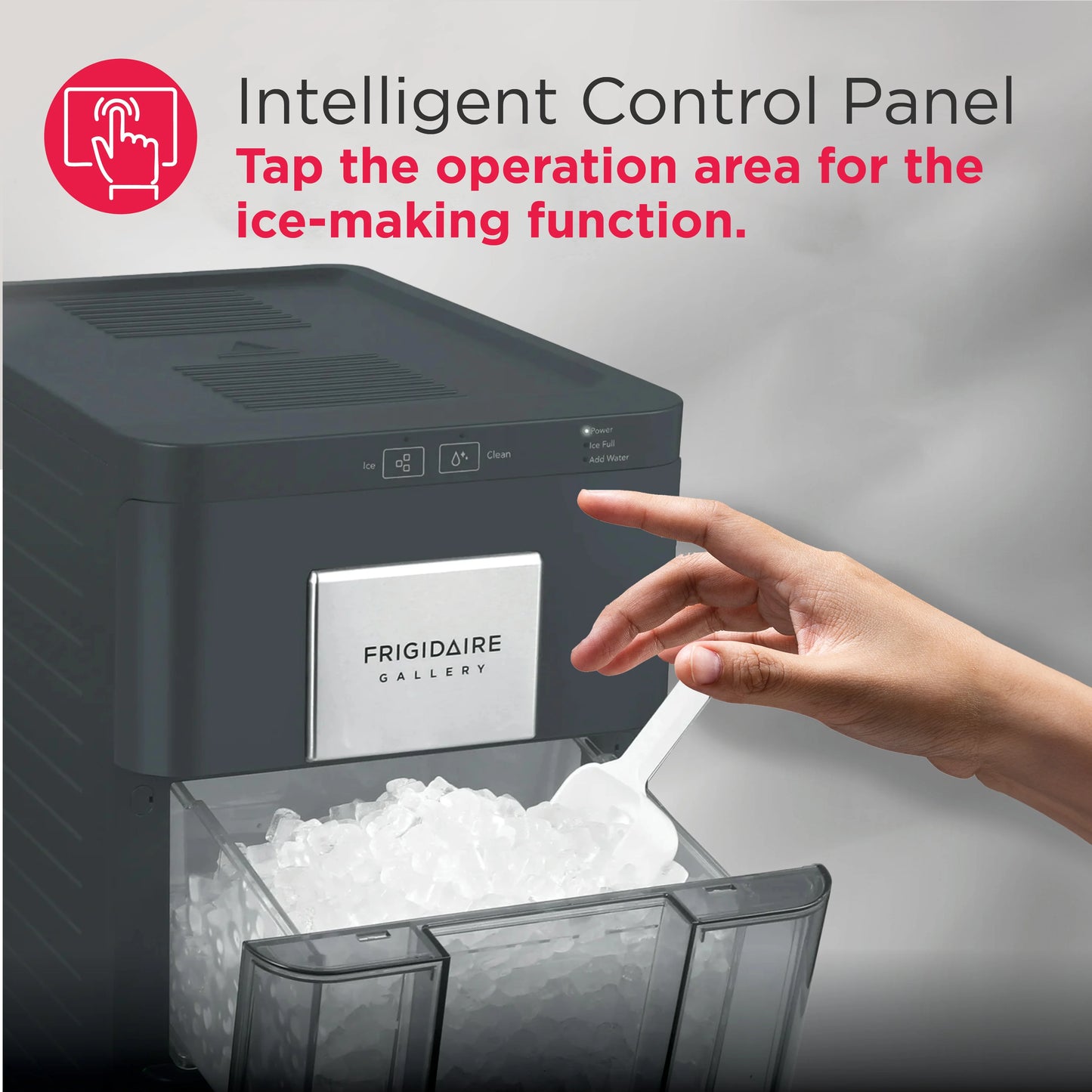Frigidaire Gallery 33 lbs. Touchscreen Nugget Ice Maker - Stainless Steel Accent, EFIC220, Black