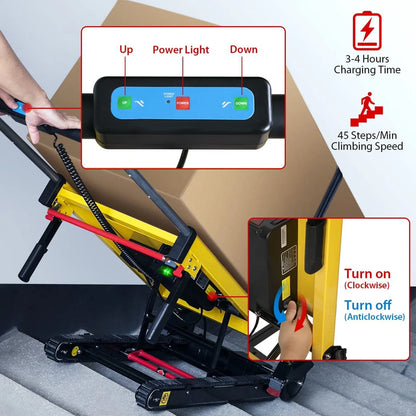 Rocita Electric Stair Climbing Truck, 441lb Load Heavy Duty Folding Stair Climber Dolly Moving Cart with 6 Wheels, Hand Truck Motor Battery Powered Truck