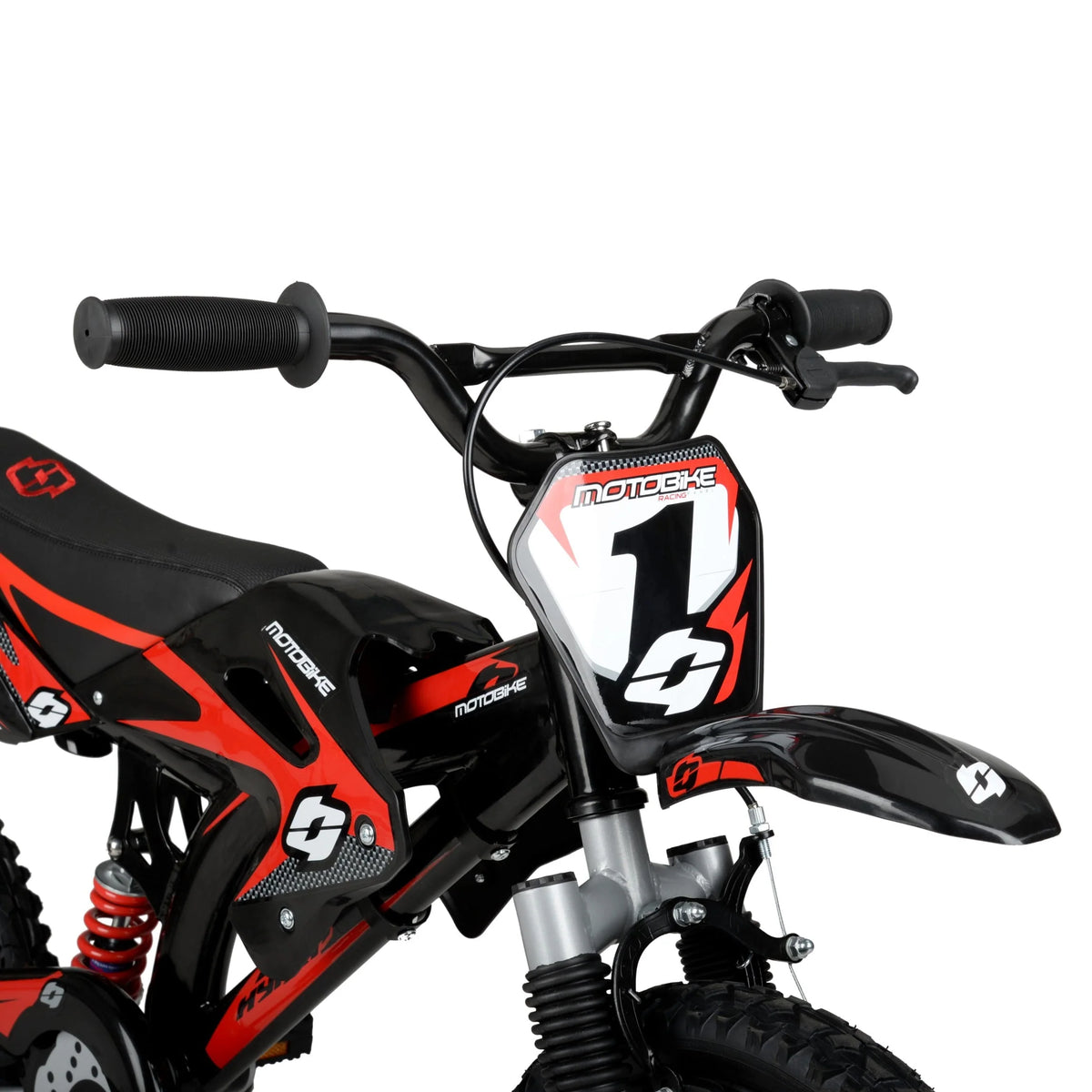 Hyper Bicycles 16" Kids Motobike with Mag Wheels, including training wheels, Black/Red