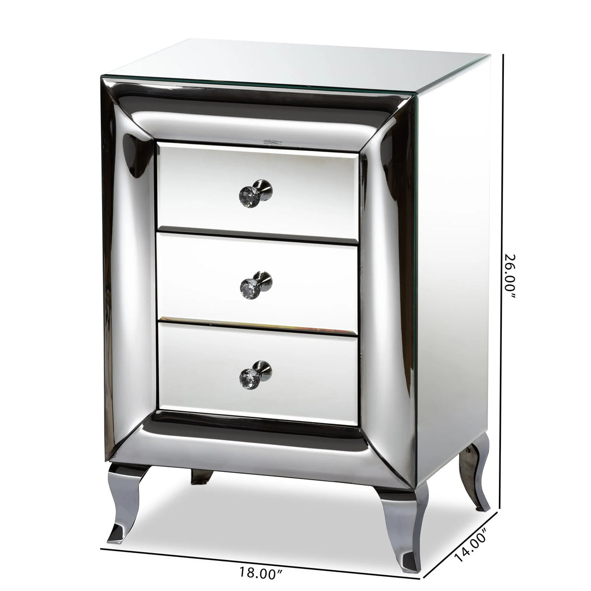 Baxton Studio Pauline Contemporary Glam and Luxe Mirrored 3-Drawer End Table