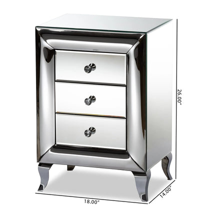 Baxton Studio Pauline Contemporary Glam and Luxe Mirrored 3-Drawer End Table