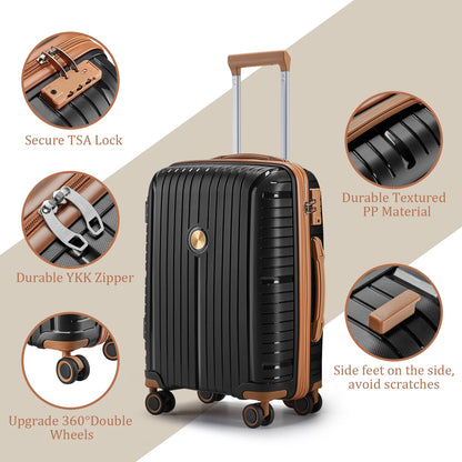 Joyway 5 Piece Luggage Sets Hardshell Lightweight Suitcase with TSA Lock Spinner Wheels-Orange