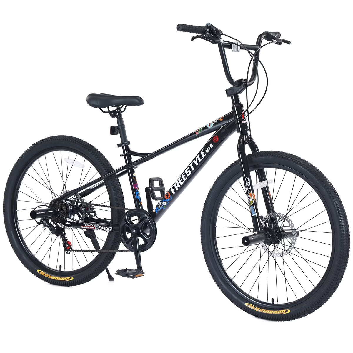Aukfa 26" Freestyle BMX Bikes,Kids Mountain Bike for Boys Girls,Shimano 7 Speed,Double Disc Brakes,Blue