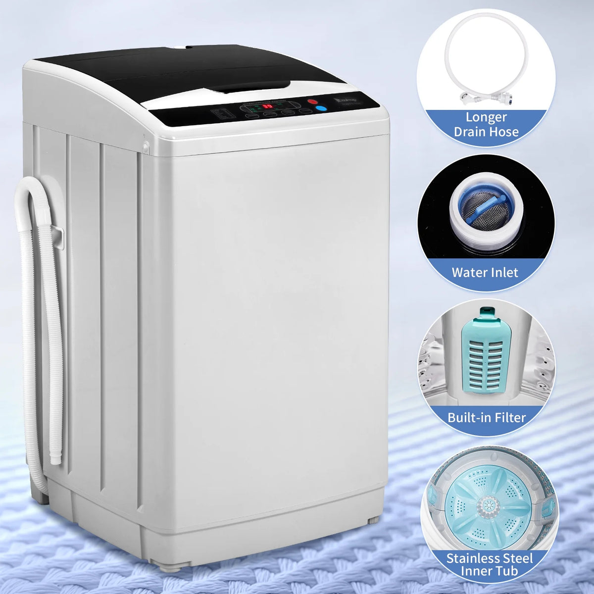Ktaxon 17.8lbs Portable Fully Automatic Washing Machine W/ Drain Pump
