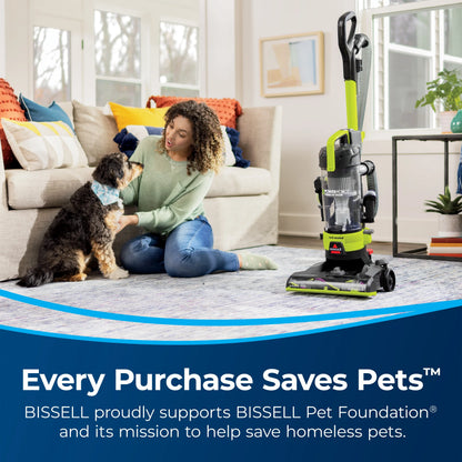 BISSELL Bagless Upright Vacuum, PowerForce Helix Rewind, Pet Deluxe, Live Extension Wand, ScatterFree Tech, Pet TurboBrush, Dusting Brush, Crevice Tool, XL Dust Cup, and Corded Rewind, 3335, Green