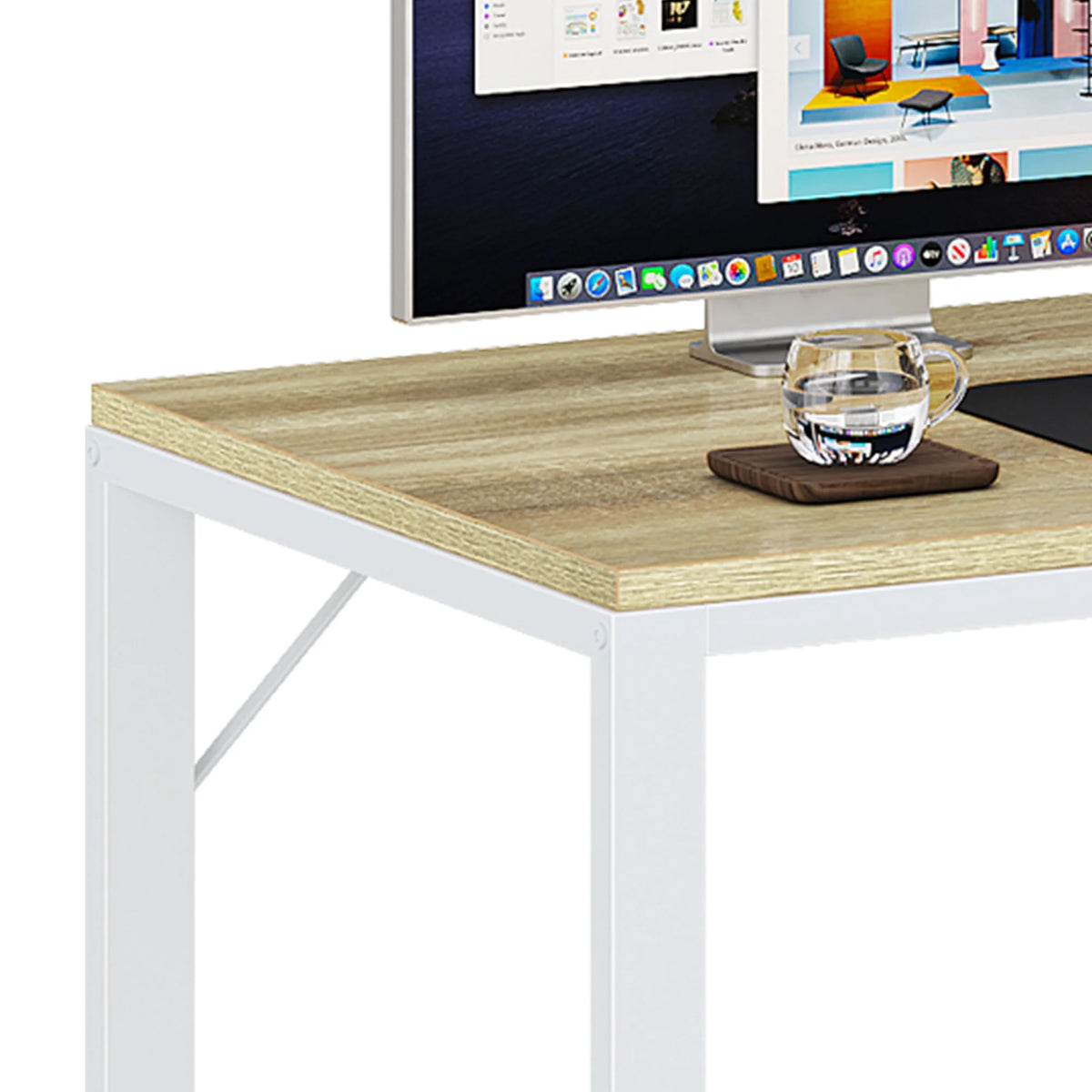 Dextrus L Shaped Desk with Power Outlets & LED Lights, Computer Desk with 3 Drawers and 3 Storage Shelves, White Office Desk Corner Desk for Home Office