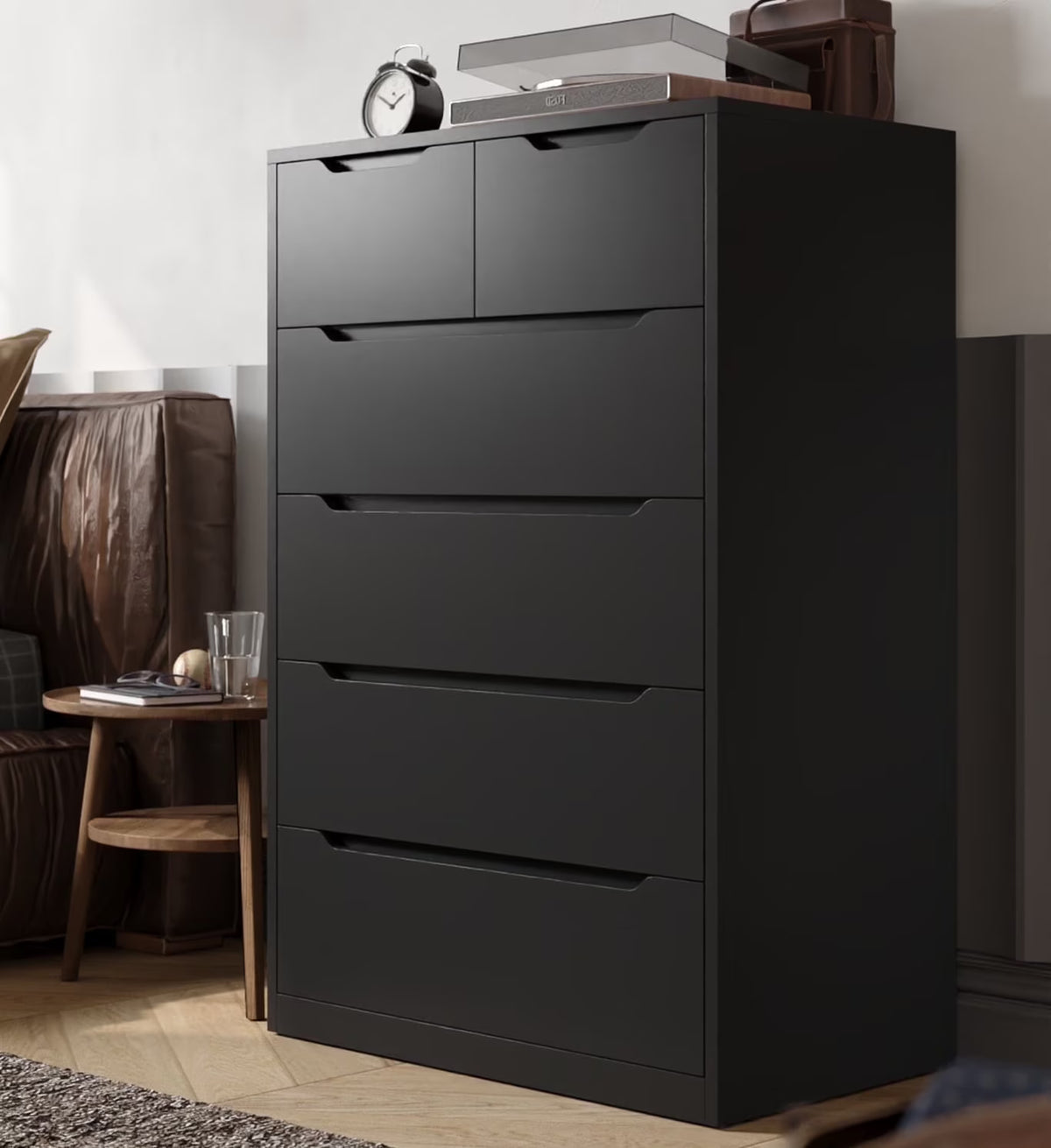 EnHomee White Dresser for Bedroom Wood 6 Drawer Modern Storage Cabinet for Bedroom Living Room Closet, 43.3"Hx 27.5"Lx 15.7"D