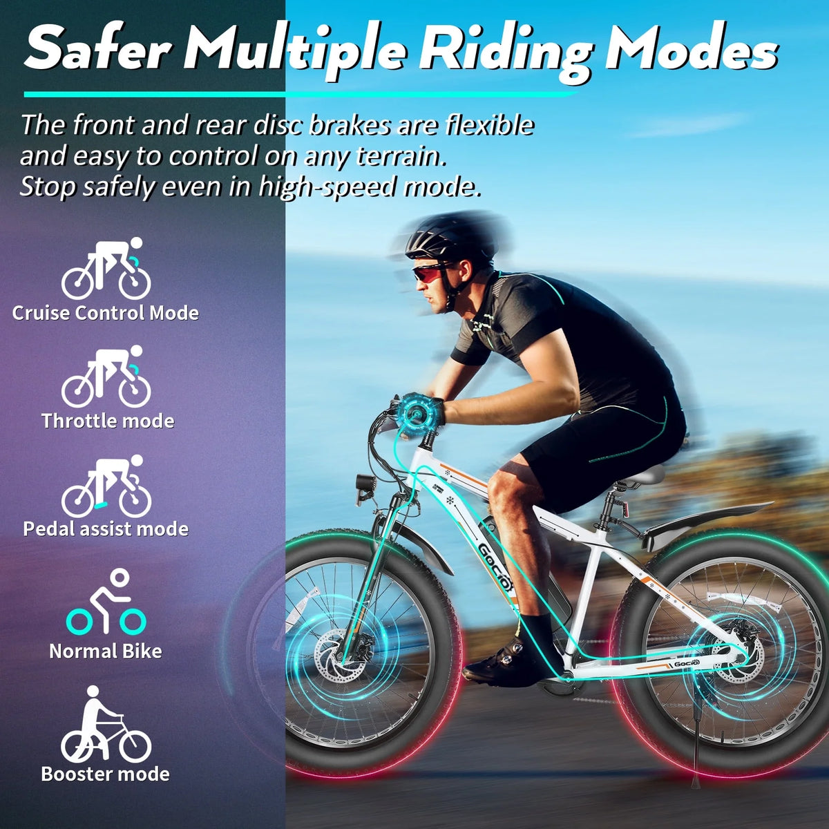 Gocio 26" 4.0 Fat Tire Electric Bike for Adults, 500W Motor, 48V 13Ah Battery, Lightweight Aluminum Alloy Frame, Max 22Mph Electric Mountain Bike Beach Snow Ebike for Men, Professional 7-Speed UL2849