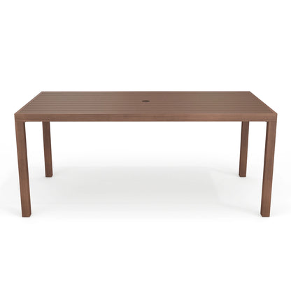 Martha Stewart 71" Indoor-Outdoor Patio Table with Gray Brushed Woodgrain Aluminum Finish