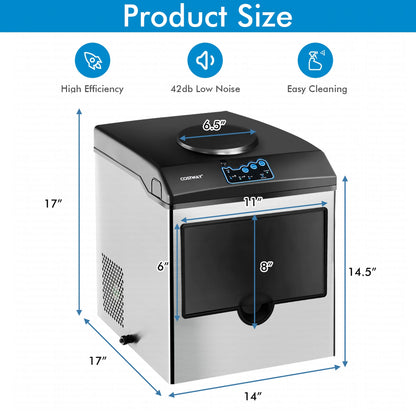 Costway 2-in-1 Stainless Steel Countertop Ice Maker Water Dispenser 48Lbs/24H w/ Scoop