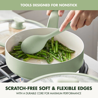 GreenPan Essence 17-Piece Ceramic Nonstick Cookware �C Toxin-Free, Dishwasher & Oven Safe, Green